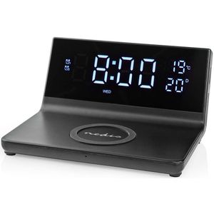 Nedis Wekker met Draadloze Lader - Qi gecertificeerd - 5 / 7.5 / 10 / 15 W - USB-A Male - 2 Alarmtijden - Snoozefunctie