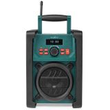 Nedis DAB+ Radio - Bouwradio - DAB+ / FM - 2.2 "" - Zwart-Wit Scherm - Batterij Gevoed / Netvoeding - Digitaal - 15 W - Bluetooth® - Wekker - IP65 - Handgreep - Groen / Zwart