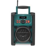 Nedis DAB+ Radio - Bouwradio - DAB+ / FM - 2.2 "" - Zwart-Wit Scherm - Batterij Gevoed / Netvoeding - Digitaal - 15 W - Bluetooth - Wekker - Slaaptimer - IP65 - Handgreep - Groen / Zwart