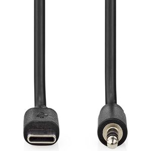 Nedis USB-C™-adapter | USB 2.0 | USB-C™-stekker | 3,5 mm stekker | 1 m | rond | vernikkeld | PVC | zwart | envelop