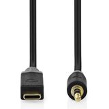 Nedis USB-C™ Adapter | USB 2.0 | USB-C™ stekker | 3,5 mm stekker | 1.00 m | rond | verguld | PVC | Zwart | Box
