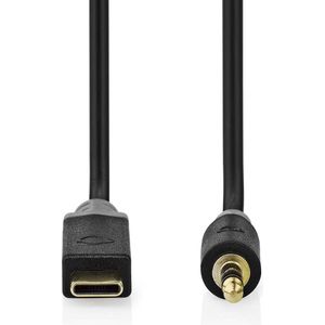 USB-C (m) naar 3.5mm Stereo Jack (m) Adapterkabel - Verguld - 1 meter - Zwart