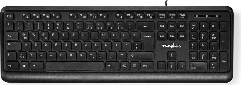 Nedis - Bedraad Toetsenbord - Zwart - USB-A - QWERTZ DE-Layout