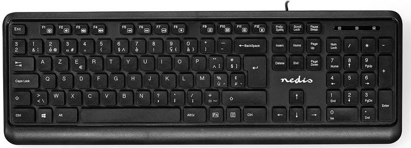 Nedis - KBMU200BKBE - Toetsenbord - Zwart - Standaard Indeling