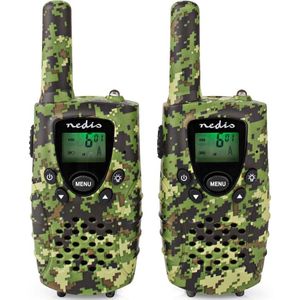 Nedis Walkie Talkie Set 2 Handsets 8 Km Frequentiekanalen PTT/VOX 2,5 Uur Koptelefoonoutput 2 Headsets Reiskoffer Groen