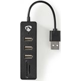 Nedis USB-hub | USB-A-stekker | USB-A-aansluiting | 3-poorts (S) | Stroomvoorziening via USB | SD & MicroSD / 3x USB