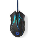 Nedis - Gamingmuis - Zwart - Bedraad - 6 Knoppen - 3600 dpi