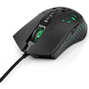 Nedis Gaming Muis - Bedraad - 800 / 1200 / 2400 / 3200 / 4800 / 7200 dpi - Instelbare DPI - Aantal knoppen: 7 - Programmeerbare knoppen - Rechtshandig - 1.50 m - RGB