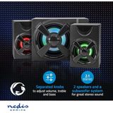 Nedis - Gaming 2.1 Subwoofer Speakerset - Zwart - LED Verlichting