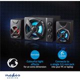 Nedis - Gaming 2.1 Subwoofer Speakerset - Zwart - LED Verlichting