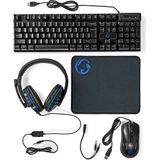 Gaming Combo Kit - 5-in-1 - Toetsenbord, Koptelefoon, Muis, Muismat - Zwart