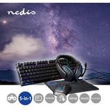 Gaming Combo Kit - 5-in-1 - Toetsenbord, Koptelefoon, Muis, Muismat - Zwart