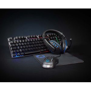 Nedis - GCK51110BKND - Gaming Combo Kit - Zwart - 5-in-1 Toetsenbord, Muis, Koptelefoon en Muismat
