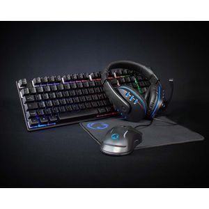 Gaming Combo Kit | 5-in-1 | Toetsenbord, Koptelefoon, Muis en Muismat | Zwart | AZERTY | Frans