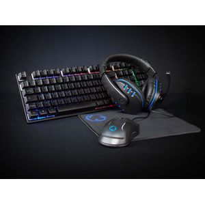 Nedis Gaming Combo Kit | 5-in-1 | Toetsenbord, Koptelefoon, Muis en Muismat | Zwart | AZERTY | Frans - GCK51110BKFR