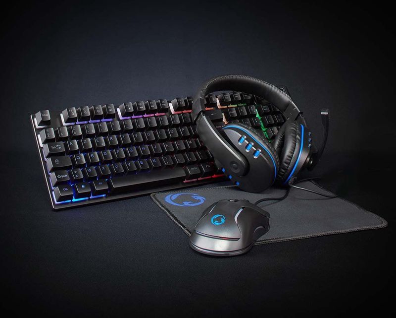 Nedis - Gaming Combo Kit - 5-in-1 - Toetsenbord - Koptelefoon - Muis - Muismat - LED Verlichting