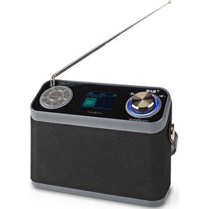 Nedis DAB+ Radio - Tafelmodel - DAB+ / FM - 2.4 "" - Kleurenscherm - Batterij Gevoed / Netvoeding - Digitaal - 24 W - Bluetooth - Koptelefoonoutput - Wekker - Slaaptimer - Handgreep - Zwart