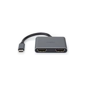 USB Multi-Port Adapter | USB 3.2 Gen 1 | USB-C© Male | 2x HDMI© | 0.10 m | Rond | Vernikkeld | P