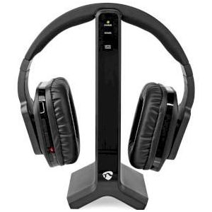 Nedis Draadloze TV-Koptelefoon - RF - Over-Ear - Maximale batterijduur: 8 uur - 25 m - Digitale Audio - Laadstation - Zwart