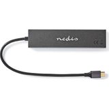 Nedis - USB-C Hub - 4x USB-C - Aluminium - 0,15 Meter
