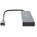 Nedis - USB-C Hub - 4x USB-C - Aluminium - 0,15 Meter
