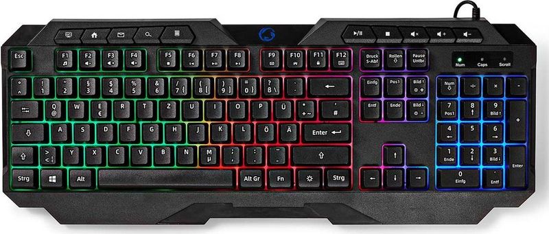 Nedis - Gaming Toetsenbord - Bedraad - Membraam - LED - Qwertz DE - Zwart