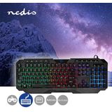 NEDIS Wired Gaming Keyboard | USB Type-A | Folietoetsen | LED | QWERTY | ND-lay-out | Lengte netsnoer: 1,30 m | multimedia, zwart