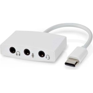 USB-C Adapter - USB 2.0 - USB-C Male - 3,5 mm Female - 0.10 m - Rond - Vernikkeld - ABS / PVC - Wit - Doos