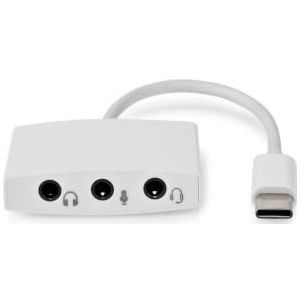 USB-C Adapter - USB 2.0 - USB-C Male - 3,5 mm Female - 0.10 m - Rond - Vernikkeld - ABS / PVC - Wit - Doos