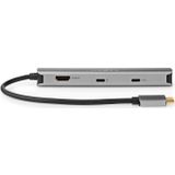 Nedis USB Multi-Port Adapter - USB 3.2 Gen 1 - USB-C Male - HDMI Output / RJ45 Female / 2x USB-A Female / 2x USB-C - 5 Gbps - 0.20 m - Rond - Verguld - PVC - Antraciet - Doos