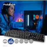 Nedis Bedraad Gaming Toetsenbord - USB Type-A - Mechanische Toetsen - LED - QWERTY - Scandinavisch - USB Gevoed - Lengte stroomkabel: 1.50 m - Gaming