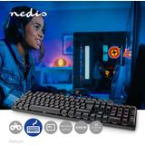 Nedis Bedraad Gaming Toetsenbord - USB Type-A - Mechanische Toetsen - LED - QWERTZ - Duits - USB Gevoed - Lengte stroomkabel: 1.50 m - Gaming