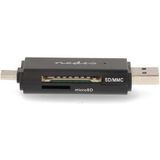 Nedis - Dual Card Reader - USB 3.2 Gen1 - Voor microSD en SD Geheugenkaarten