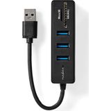 Nedis - USB Hub - 3 Poorten - USB3.0 - Zwart - 0,15 Meter