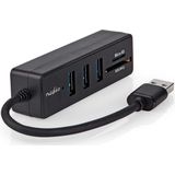 Nedis - USB Hub - 3 Poorten - USB3.0 - Zwart - 0,15 Meter