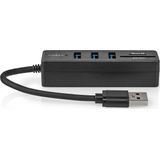 Nedis - USB Hub - 3 Poorten - USB3.0 - Zwart - 0,15 Meter
