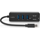 Nedis - USB-C Hub - 3 Poorten - USB3.0 - Zwart - 0,10 Meter
