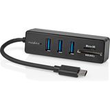Nedis - USB-C Hub - 3 Poorten - USB3.0 - Zwart - 0,10 Meter