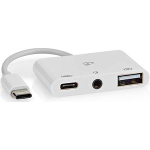 Nedis USB Multi-Port Adapter - USB 2.0 - USB-C Male - USB-A/C Female - 480 Mbps - Wit