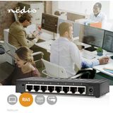 Nedis - Gigabit Ethernet Switch - Zwart - 8 Poorten - CAT6