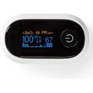 Nedis SmartLife Pulse Oximeter | Bluetooth® | OLED-Scherm | Anti-bewegingsinterferentie / Auditief alarm / Polsslag / Zuurstofverzadiging (SpO2) | Wit - BTHOX10WT