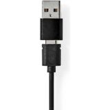 NEDIS PC-headset | Over het oor | Stereo | USB Type-A/USB Type-C™ | inklapbare microfoon | zwart