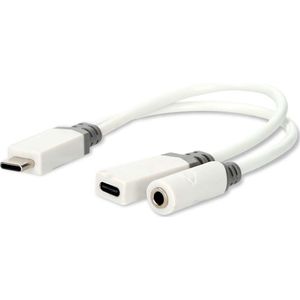 Nedis USB-C Adapter | USB 2.0 | USB-C Male | USB-C Female / 3,5 mm Female | 0.10 m | Rond | Verguld | PVC | Wit | Doos - CCBW64922WT01