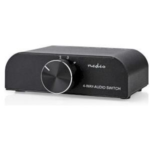 Nedis - Analoge Stereo Audioschakelaar - 4-poorts RCA & 3,5 mm Ingang naar RCA-uitgang