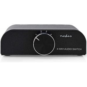 Nedis Analoge Audio-Switch - 4-Poorts poort(en) - Input: 1x 3,5 mm Audio-Input / 3x (2x RCA Female) - Output: 1x (2x RCA Female) - Manueel - Metaal - Antraciet