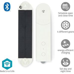 Nedis - SmartLife Gordijnrobot - Solar Powered - Bluetooth - Wit