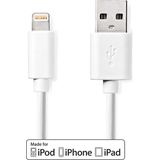 Lightning - USB-A Kabel - Wit - 3 Meter - Geschikt voor Apple Apparaten