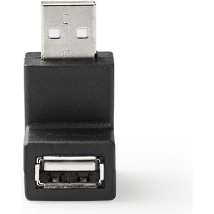 NEDIS USB-A Adapter | USB 2.0 | USB-A stekker | USB-A aansluiting | 480 Mbps | Rond | Vernikkeld | PVC | Zwart | Box