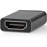 Nedis USB-C Adapter - USB 3.2 Gen 1 - USB-C Male - HDMI Output - 4K@60Hz - Rond - Vernikkeld - Grijs / Zwart - Doos