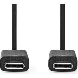 NEDIS USB-kabel | USB 3.2 Gen 2 | USB Type-C ™ stekker | USB Type-C ™ stekker | 10 Gbps | 100 W | vernikkeld | 1,00 m | rond | PVC | zwart | plastic zak